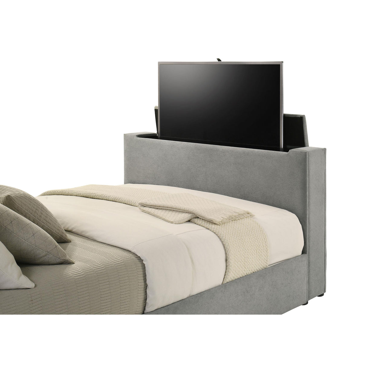 Coaster Furniture Tara 315994Q 61-inch Upholstered Queen Panel TV Bed - Grey IMAGE 7