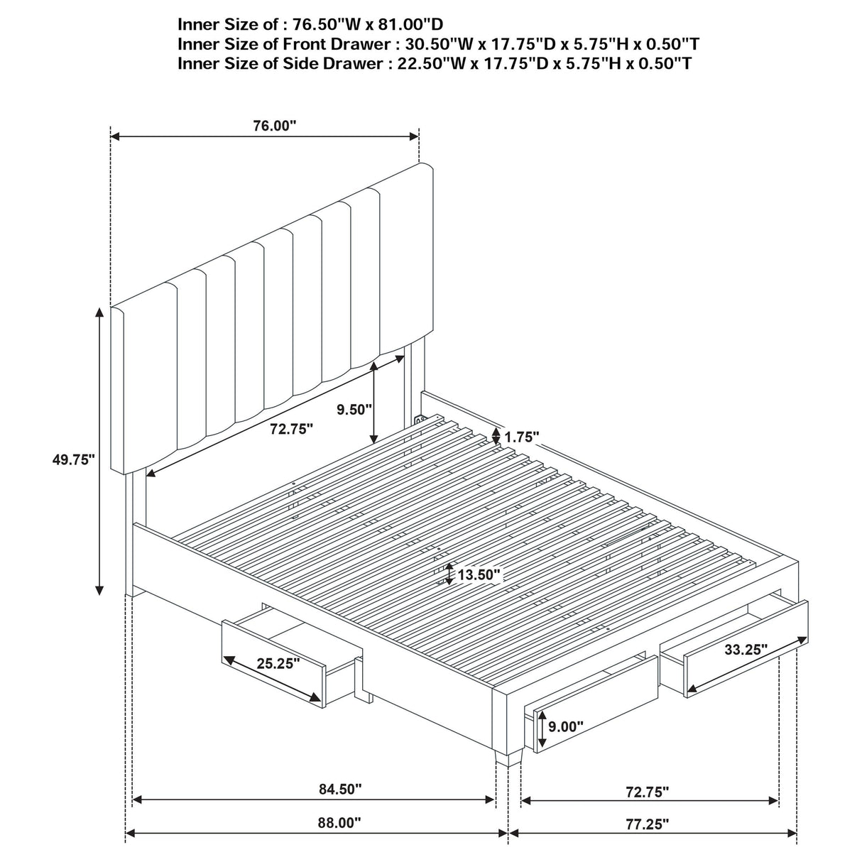 Coaster Furniture Wheatland 316010KE 4-drawer Upholstered Eastern King Storage Bed - Brown IMAGE 11