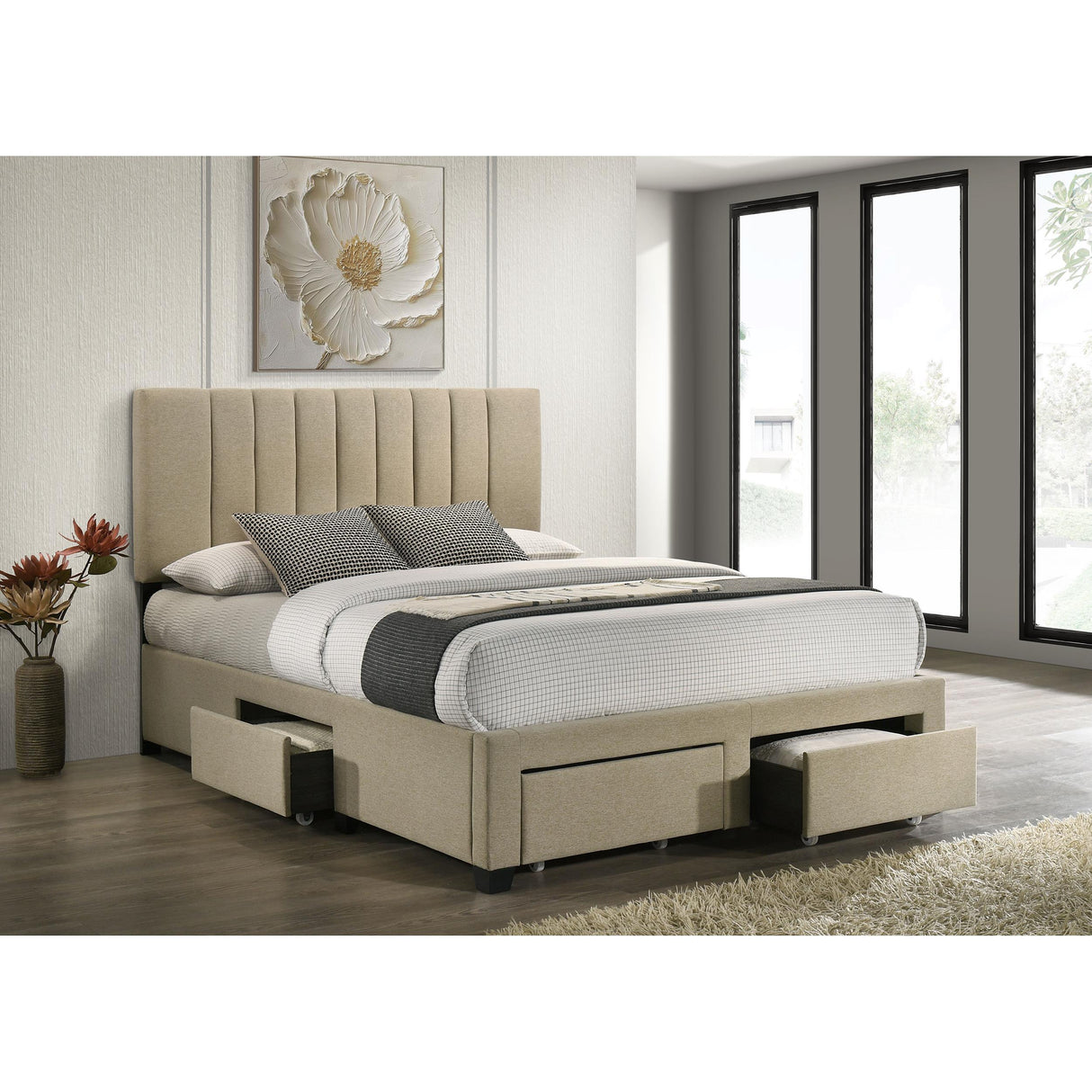 Coaster Furniture Wheatland 316010Q 4-drawer Upholstered Queen Storage Bed - Light Brown IMAGE 10