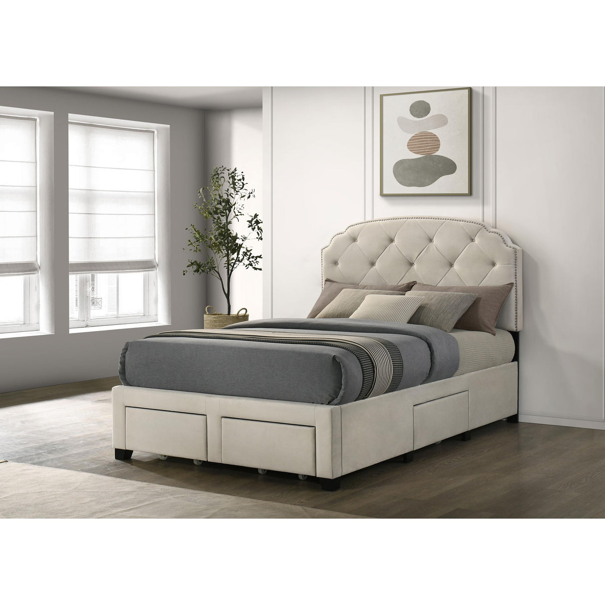 Coaster Furniture Marianna 316011F 4-drawer Upholstered Full Storage Bed - Cream IMAGE 2