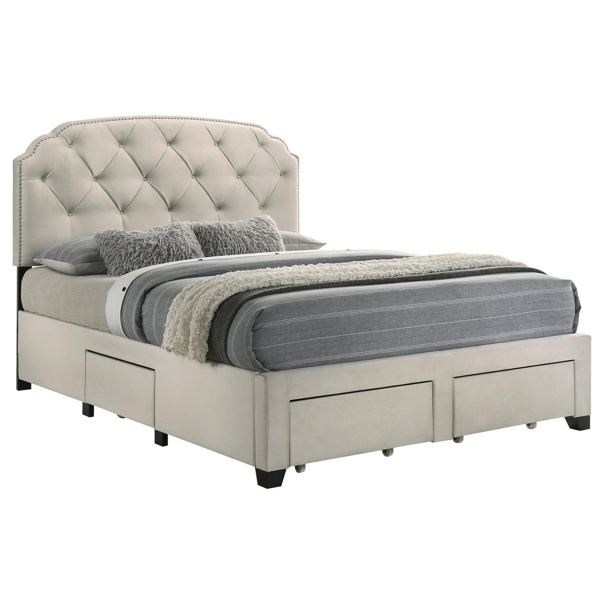 Coaster Furniture Marianna 316011Q 4-drawer Upholstered Queen Storage Bed - Cream IMAGE 3