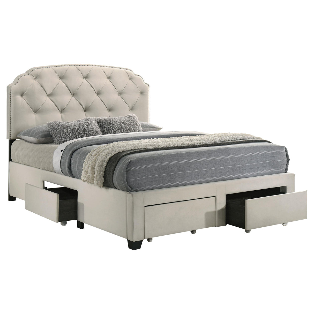 Coaster Furniture Marianna 316011Q 4-drawer Upholstered Queen Storage Bed - Cream IMAGE 6
