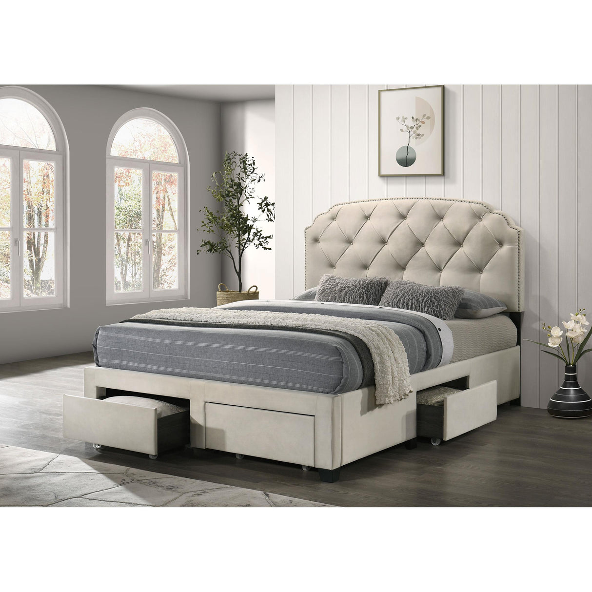 Coaster Furniture Marianna 316011Q 4-drawer Upholstered Queen Storage Bed - Cream IMAGE 7