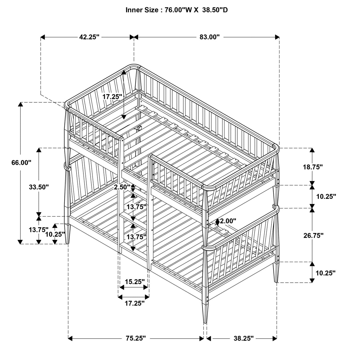 Coaster Furniture Abram 460061T Windsor Twin Over Twin Wood Bunk Bed with Ladder - Almond IMAGE 9