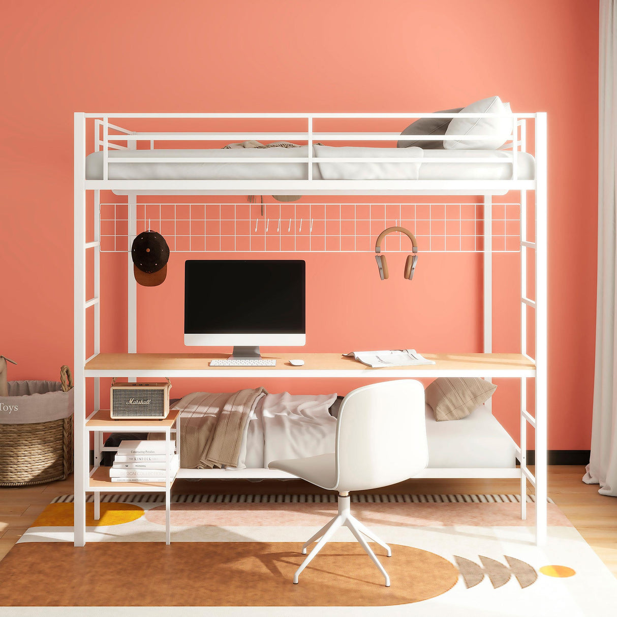 Coaster Furniture Bettoni 460209WHT Metal Full Over Twin Workstation Bunk Bed - Matte White IMAGE 9