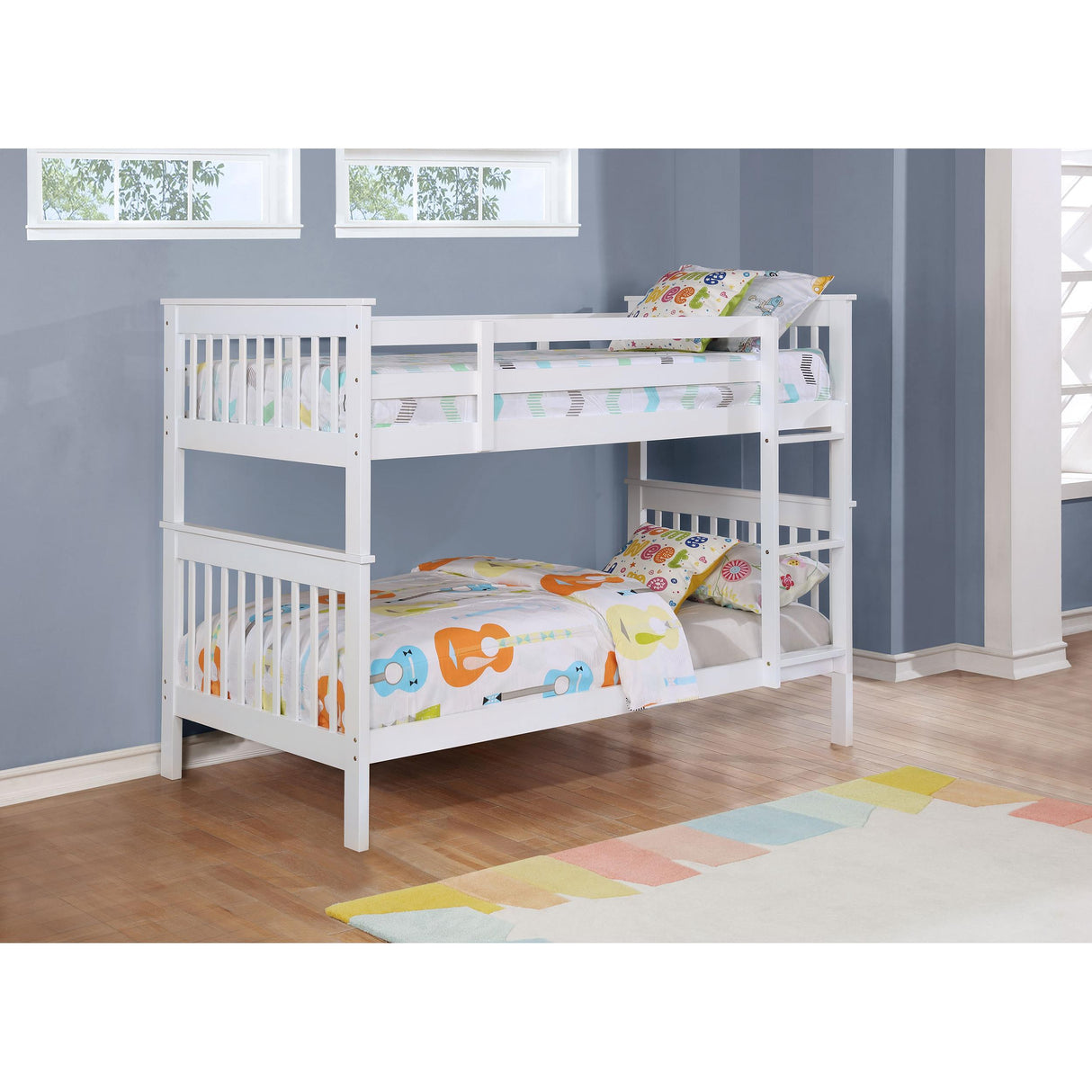 Coaster Furniture Chapman 460244N-SM Wood Twin Over Twin Bunk Bed with Mattress - White IMAGE 4