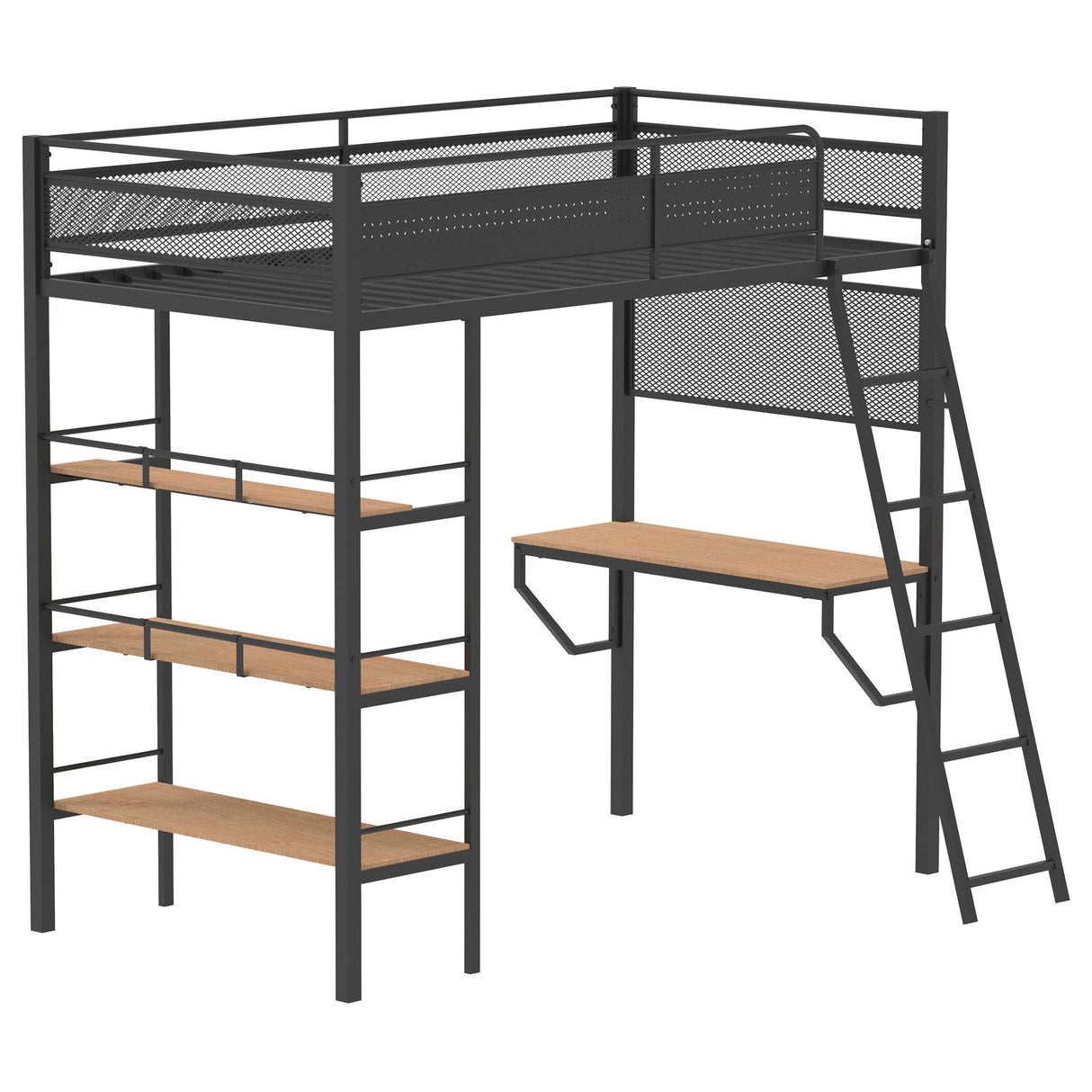 Coaster Furniture Campus 460332BLK 3-shelf Metal Twin Workstation Loft Bed - Matte Black IMAGE 2