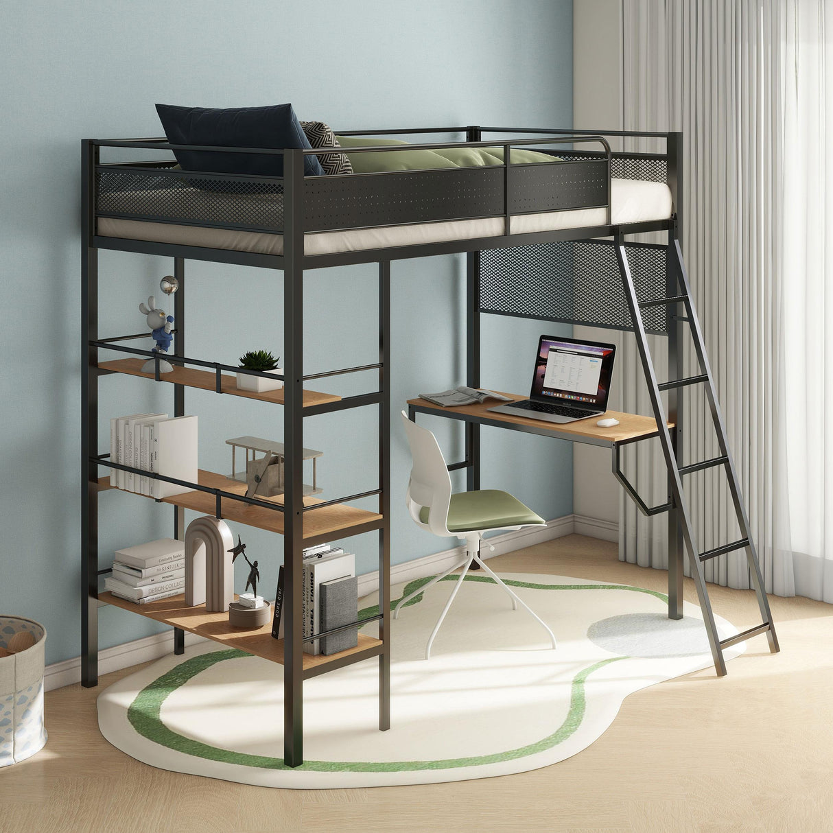 Coaster Furniture Campus 460332BLK 3-shelf Metal Twin Workstation Loft Bed - Matte Black IMAGE 6