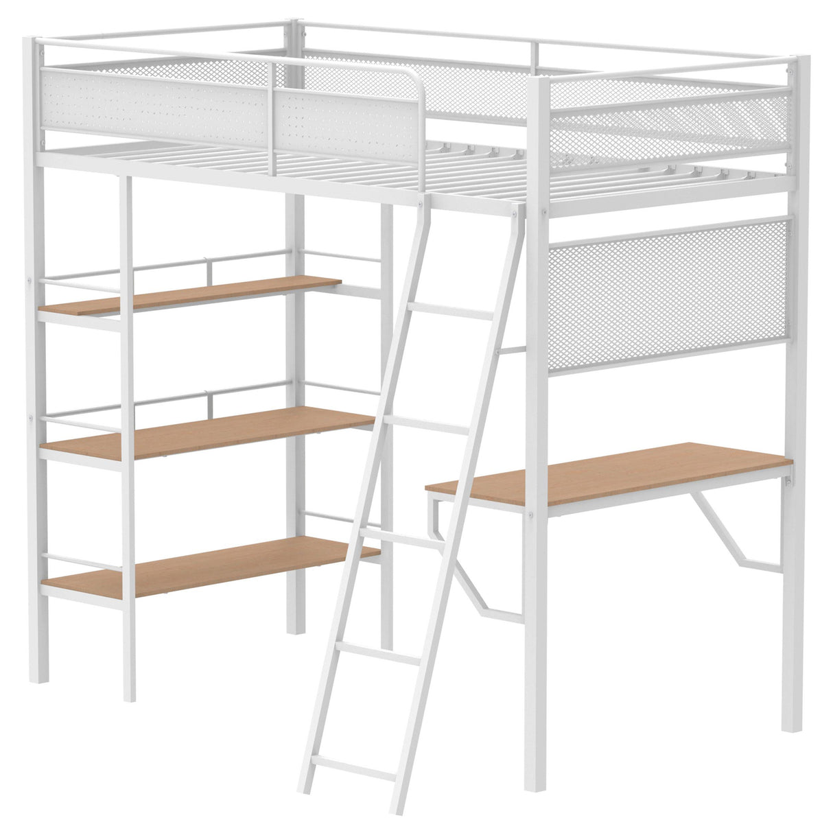 Coaster Furniture Campus 460332WHT 3-shelf Metal Twin Workstation Loft Bed - Matte White IMAGE 2