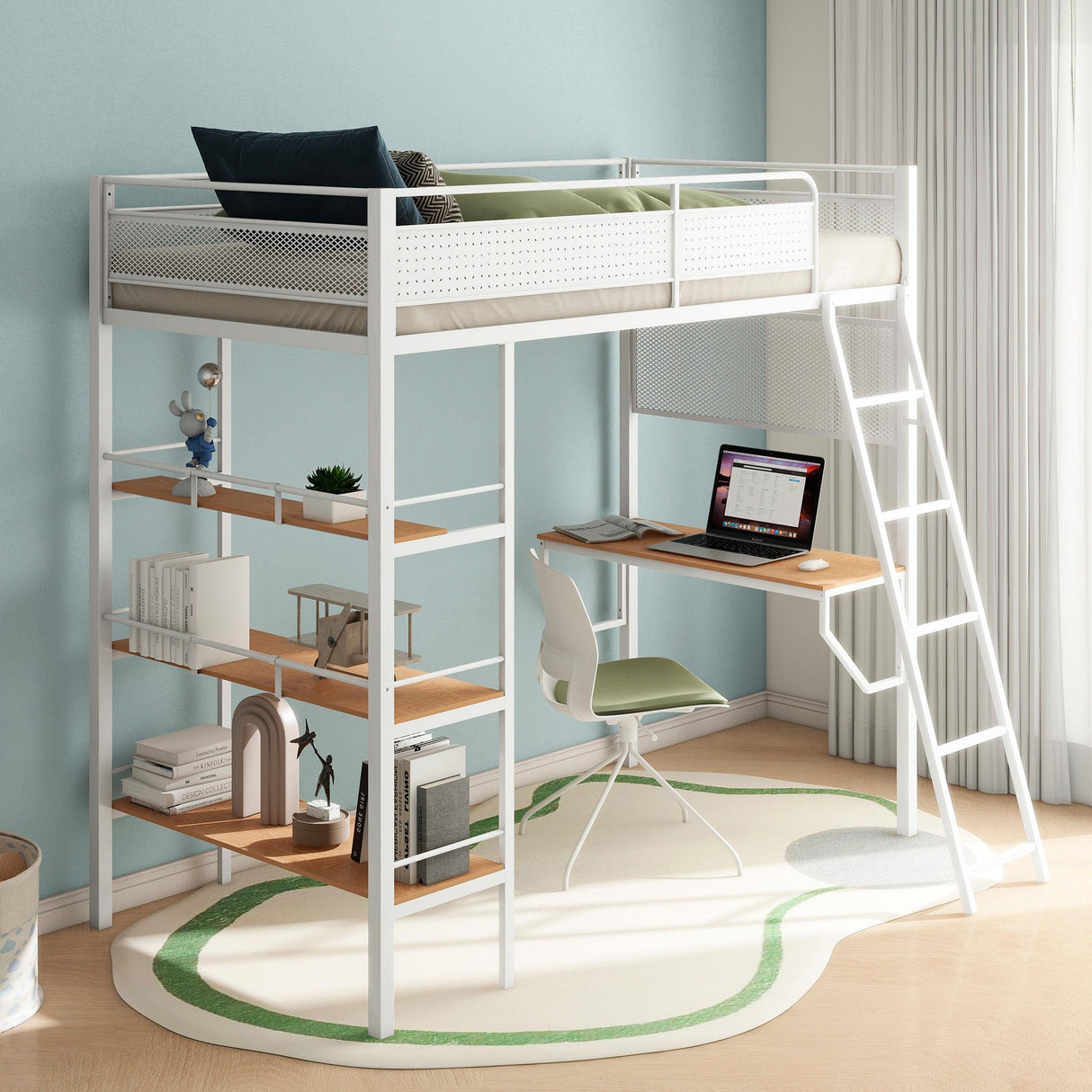 Coaster Furniture Campus 460332WHT 3-shelf Metal Twin Workstation Loft Bed - Matte White IMAGE 6