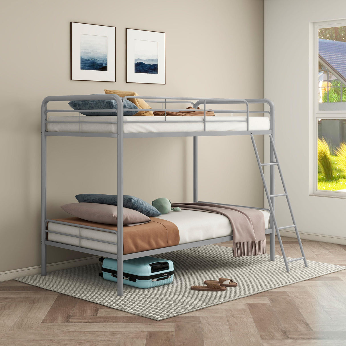 Coaster Furniture Carson 460334SVR Metal Twin Over Twin Bunk Bed - Glossy Silver IMAGE 5