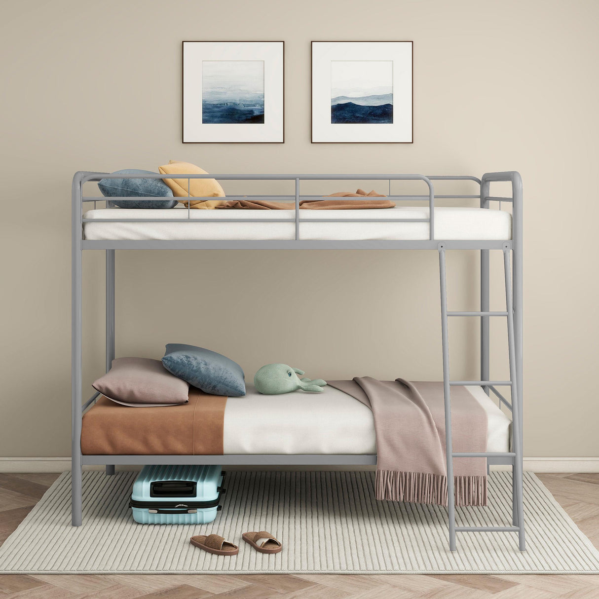 Coaster Furniture Carson 460334SVR Metal Twin Over Twin Bunk Bed - Glossy Silver IMAGE 8