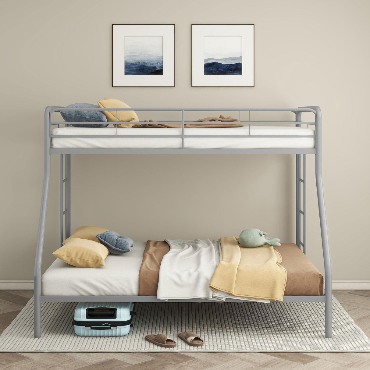 Coaster Furniture Carson 460340SVR Metal Twin Over Full Bunk Bed - Glossy Silver IMAGE 9