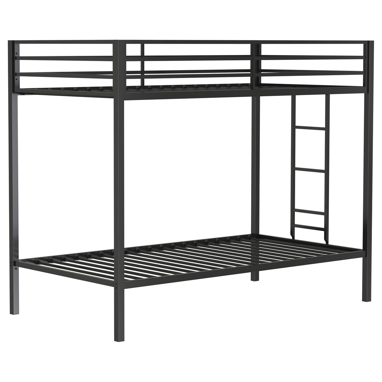 Coaster Furniture Alevera 460361BLK Metal Twin Over Twin Bunk Bed with Ladder - Black IMAGE 1