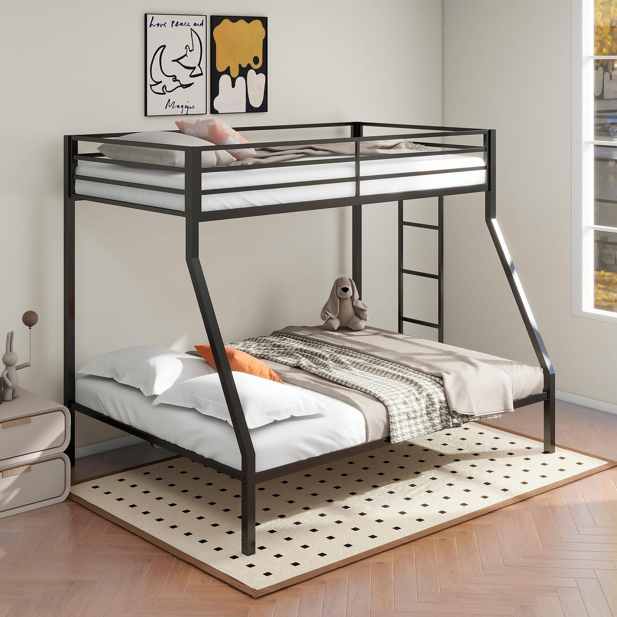 Coaster Furniture Alevera 460365BLK Metal Twin Over Full Bunk Bed with Ladder - Black IMAGE 6