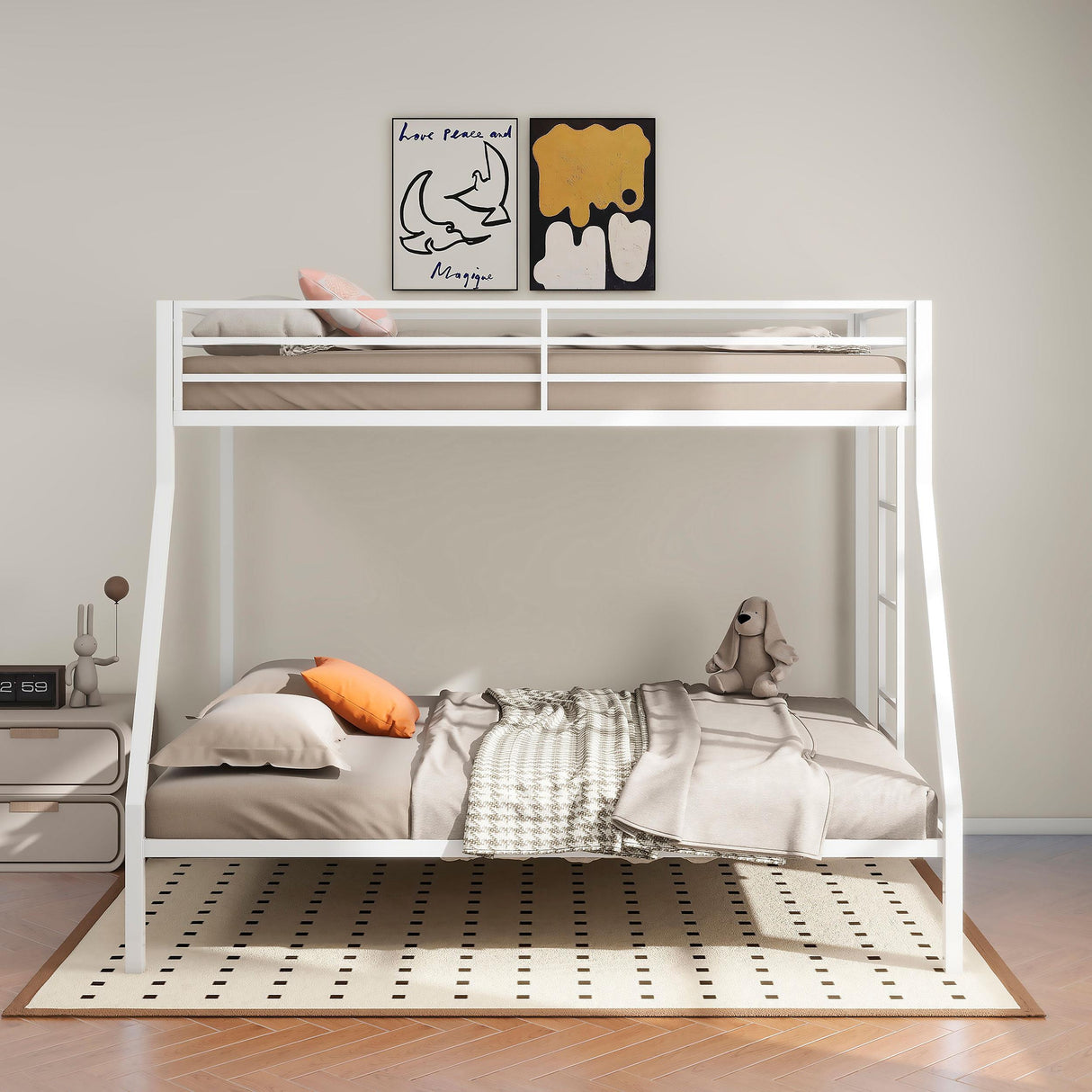 Coaster Furniture Alevera 460365WHT Metal Twin Over Full Bunk Bed with Ladder - White IMAGE 3