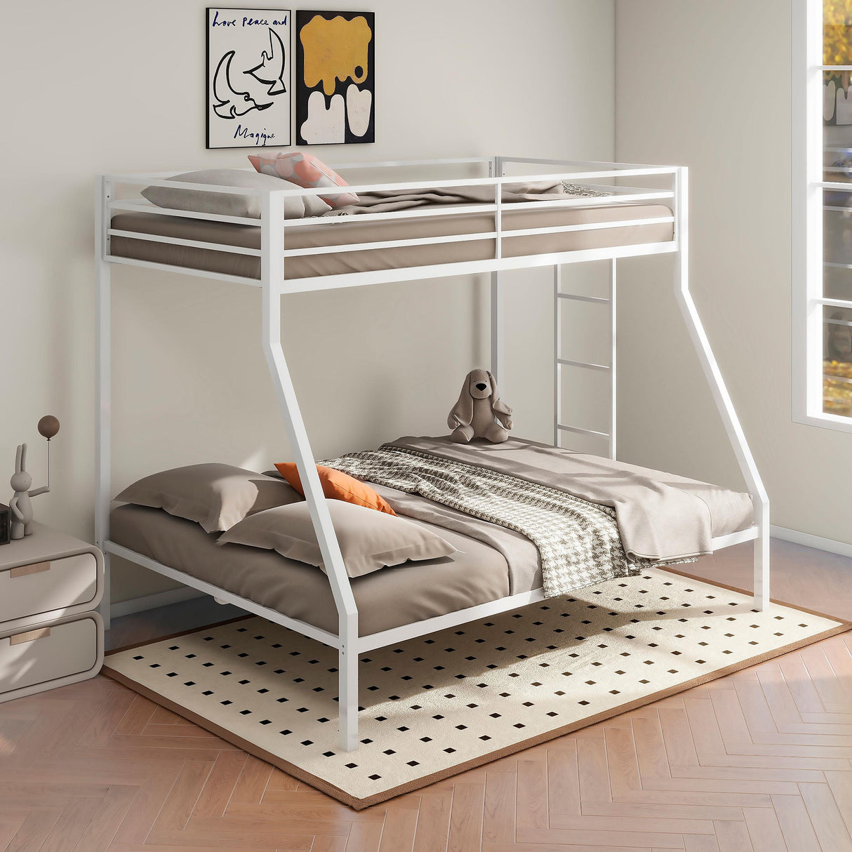 Coaster Furniture Alevera 460365WHT Metal Twin Over Full Bunk Bed with Ladder - White IMAGE 5