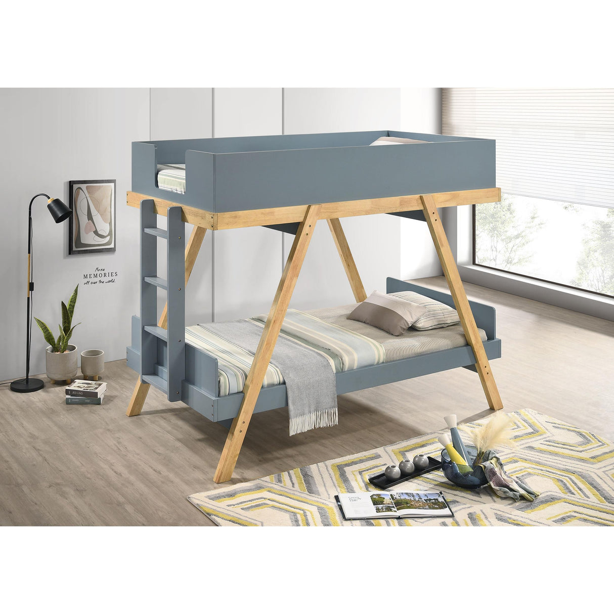 Coaster Furniture Frankie 460572T-SM Twin Over Twin Bunk Bed with 7-inch Mattresses - Blue IMAGE 2