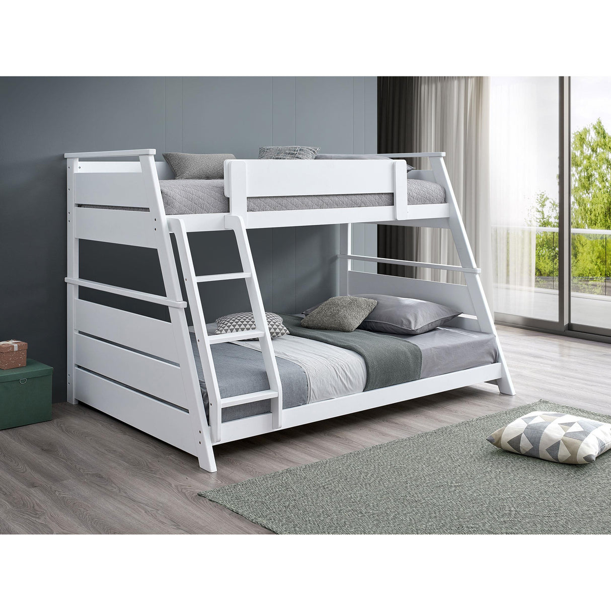 Coaster Furniture Holden 460593WHT Wood Veneer Twin Over Full Bunk Bed - White IMAGE 2
