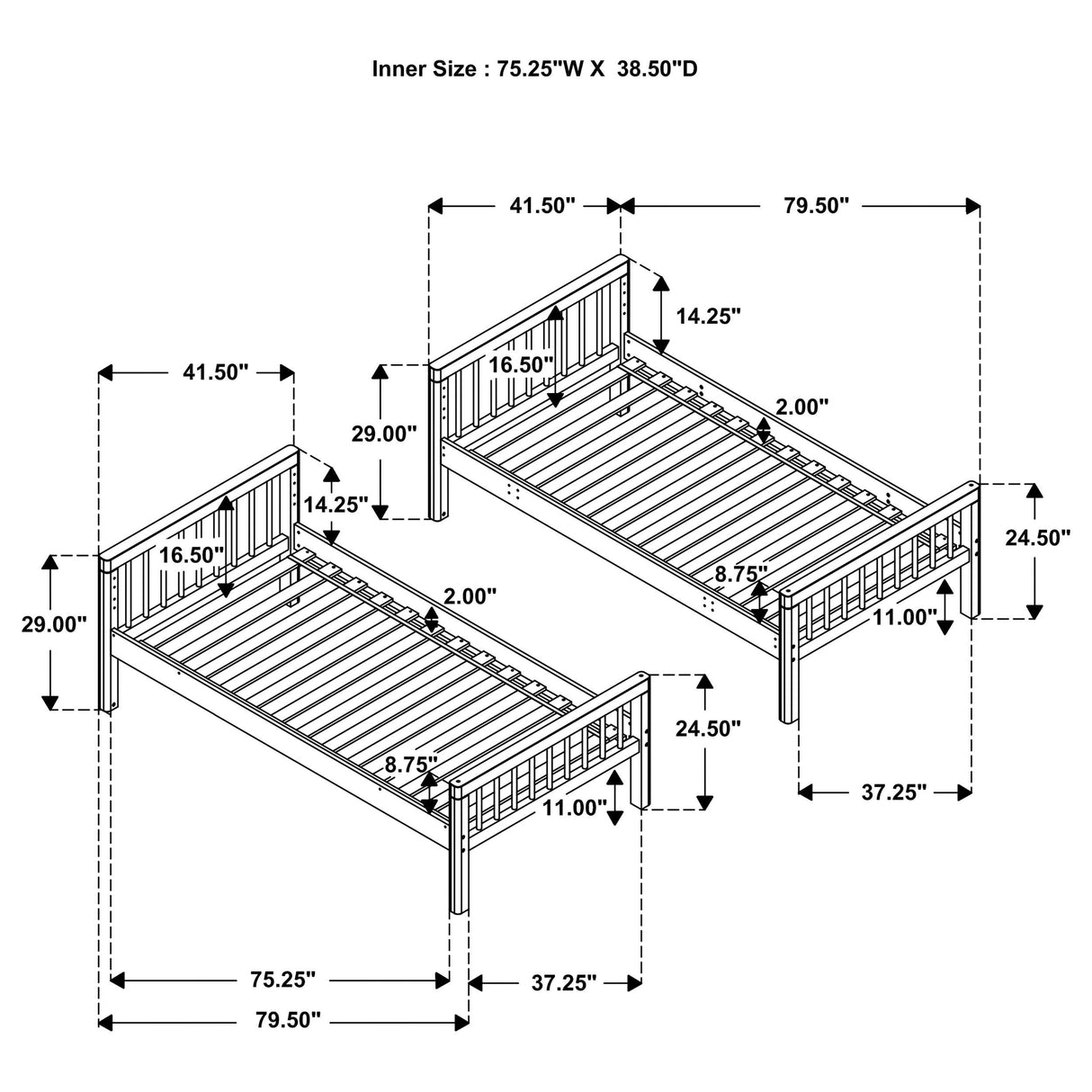 Coaster Furniture Dakota 461171 Wood Twin Over Twin Bunk Bed - Natural IMAGE 11