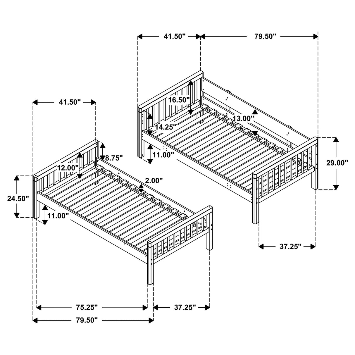 Coaster Furniture Dakota 461171 Wood Twin Over Twin Bunk Bed - Natural IMAGE 13