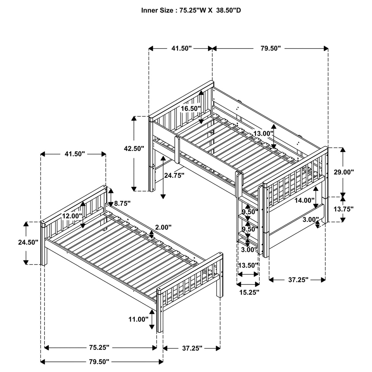 Coaster Furniture Dakota 461171 Wood Twin Over Twin Bunk Bed - Natural IMAGE 14