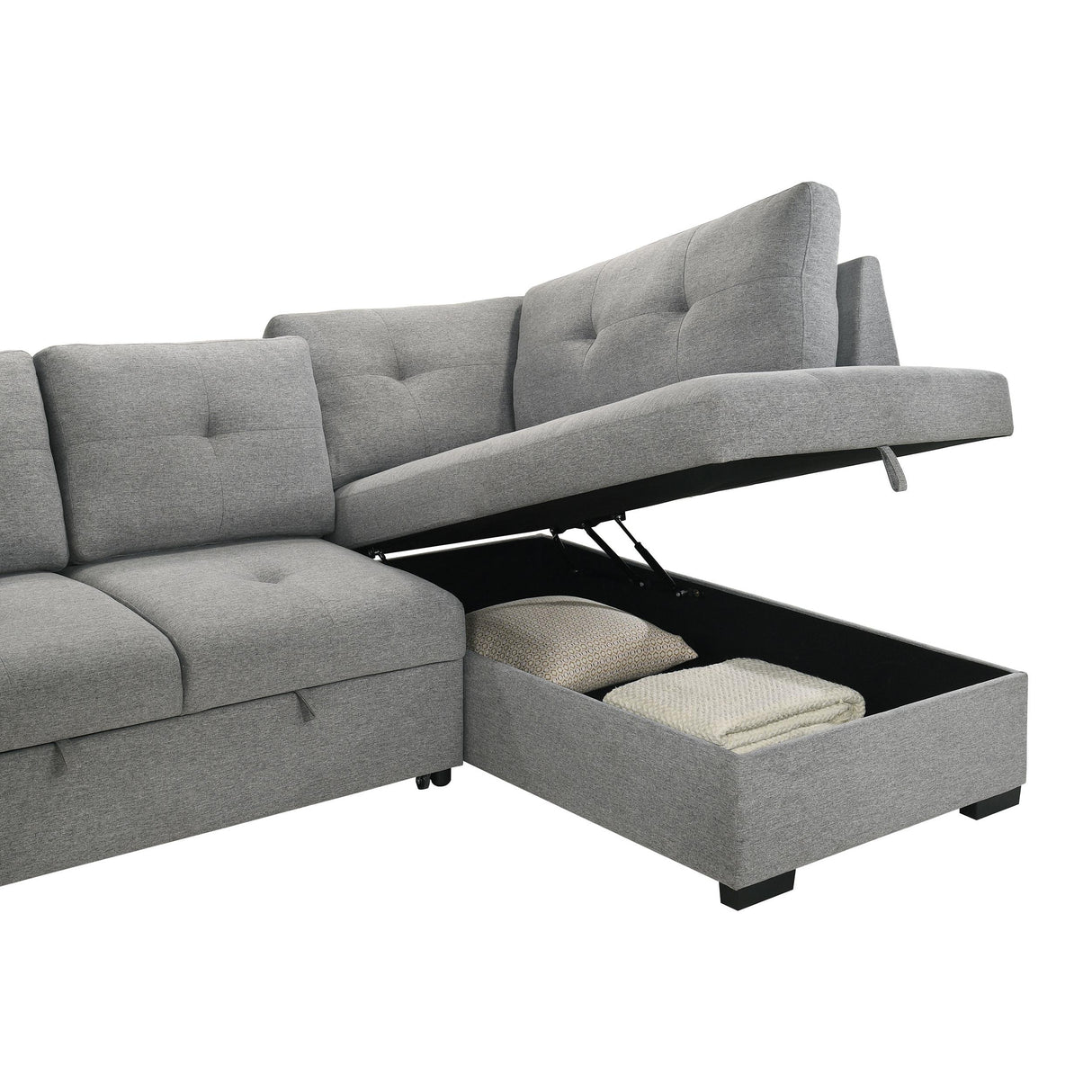 Coaster Furniture Roanne 500347 Fabric Upholstered Sleeper Sectional Sofa - Grey IMAGE 13