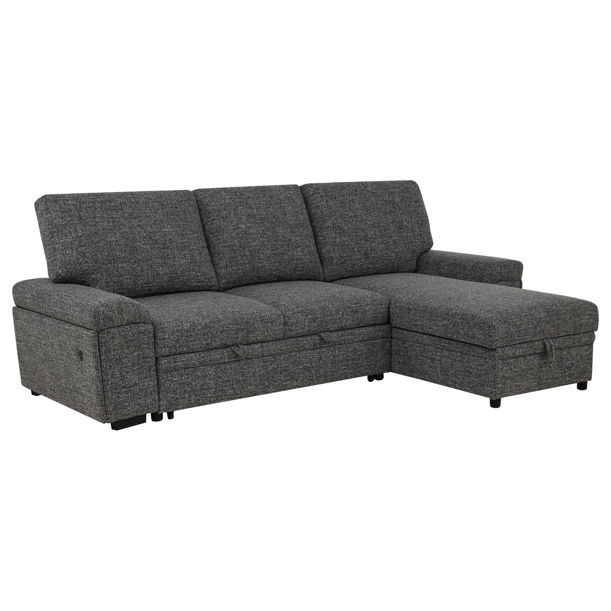 Coaster Furniture Demko 500355 Sleeper Sectional Sofa with Speaker and Storage Chaise - Granite IMAGE 1