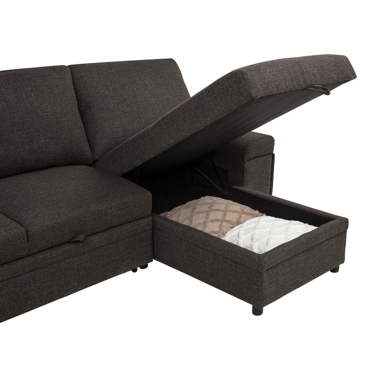 Coaster Furniture Demko 500356 Sleeper Sectional Sofa with Speaker and Storage Chaise - Brown IMAGE 11