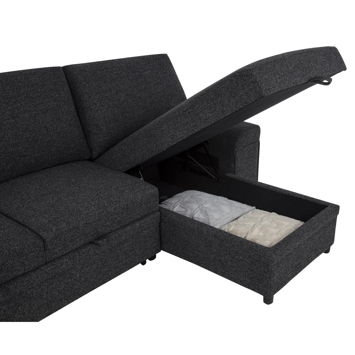 Coaster Furniture Demko 500357 Sleeper Sectional Sofa with Speaker and Storage Chaise - Black IMAGE 14