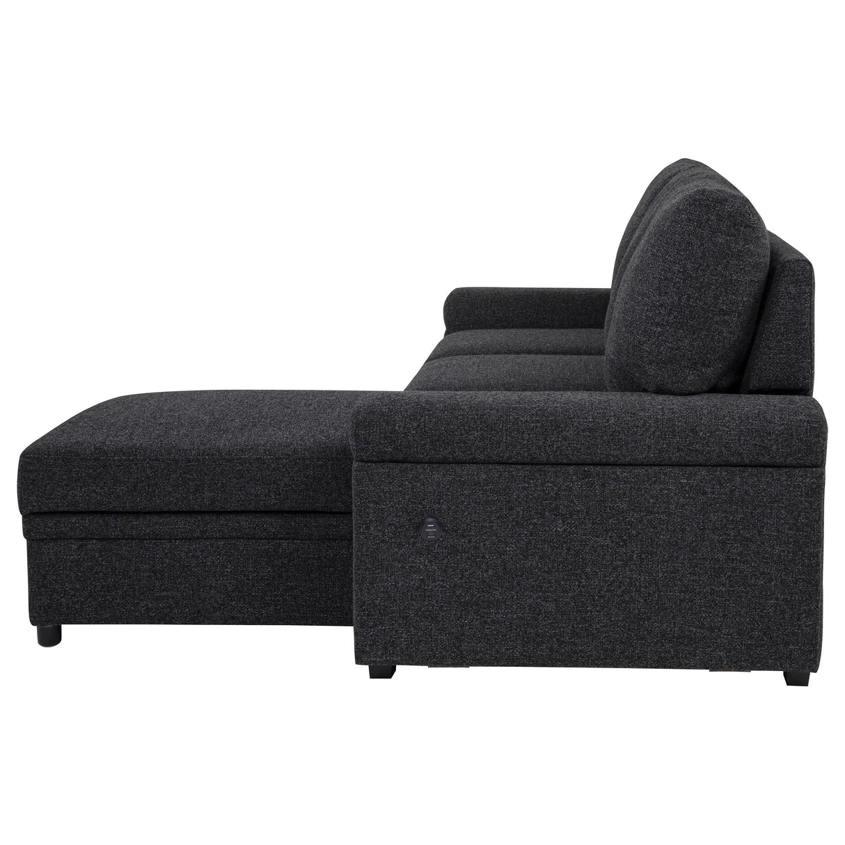 Coaster Furniture Demko 500357 Sleeper Sectional Sofa with Speaker and Storage Chaise - Black IMAGE 4