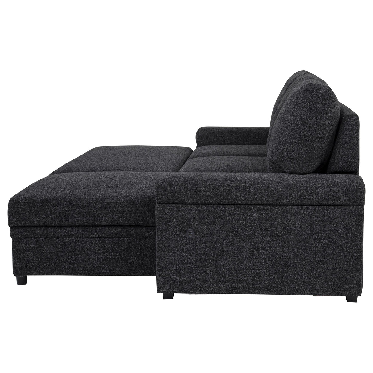 Coaster Furniture Demko 500357 Sleeper Sectional Sofa with Speaker and Storage Chaise - Black IMAGE 7