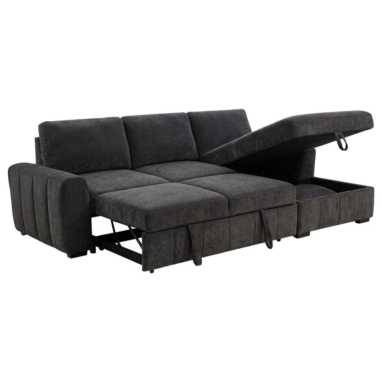 Coaster Furniture Pastrana 500359 Upholstered Sleeper Sectional Sofa RAF Chaise - Grey IMAGE 2