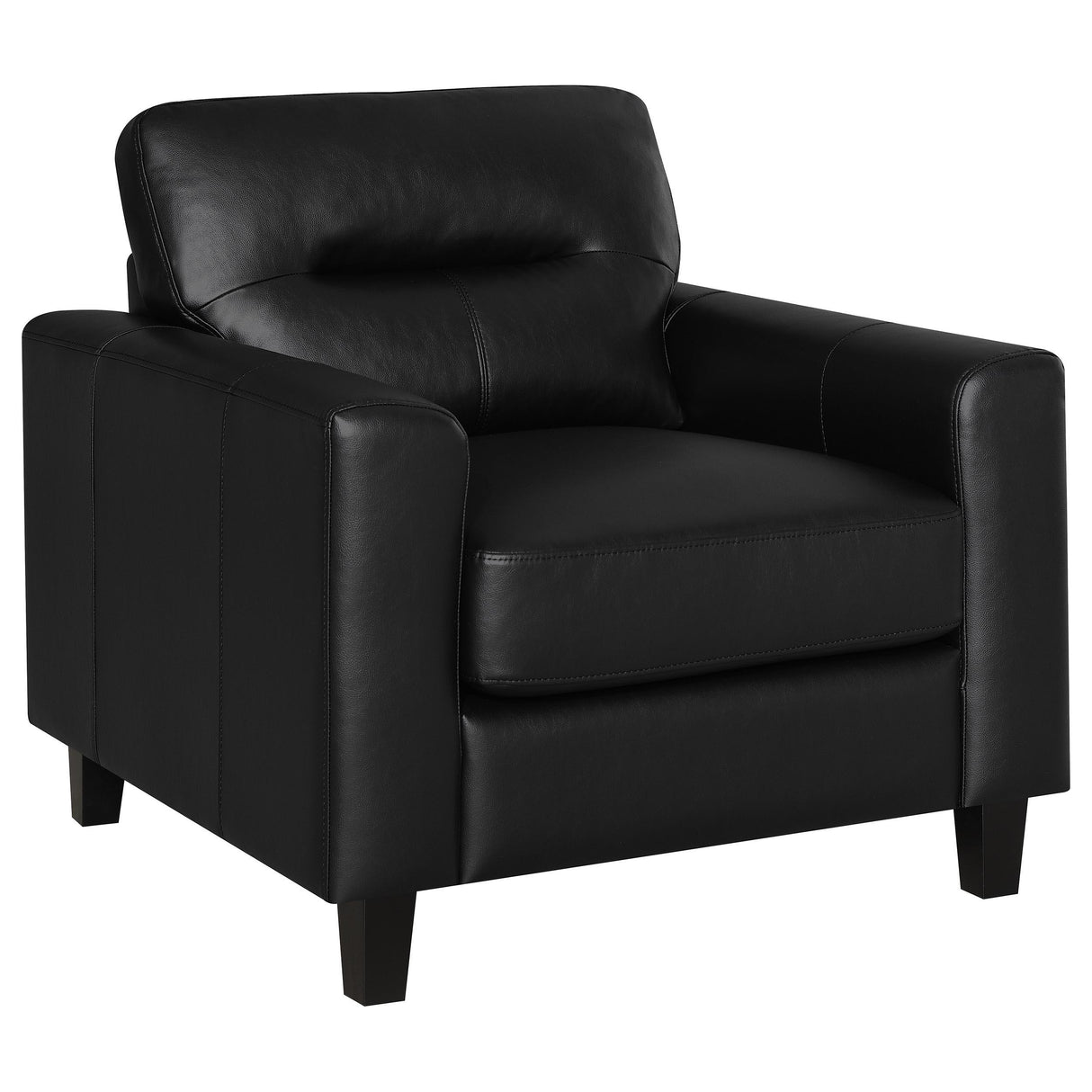 Coaster Furniture Scotland 504666 Faux Leather Upholstered Track Arm Chair - Black IMAGE 1