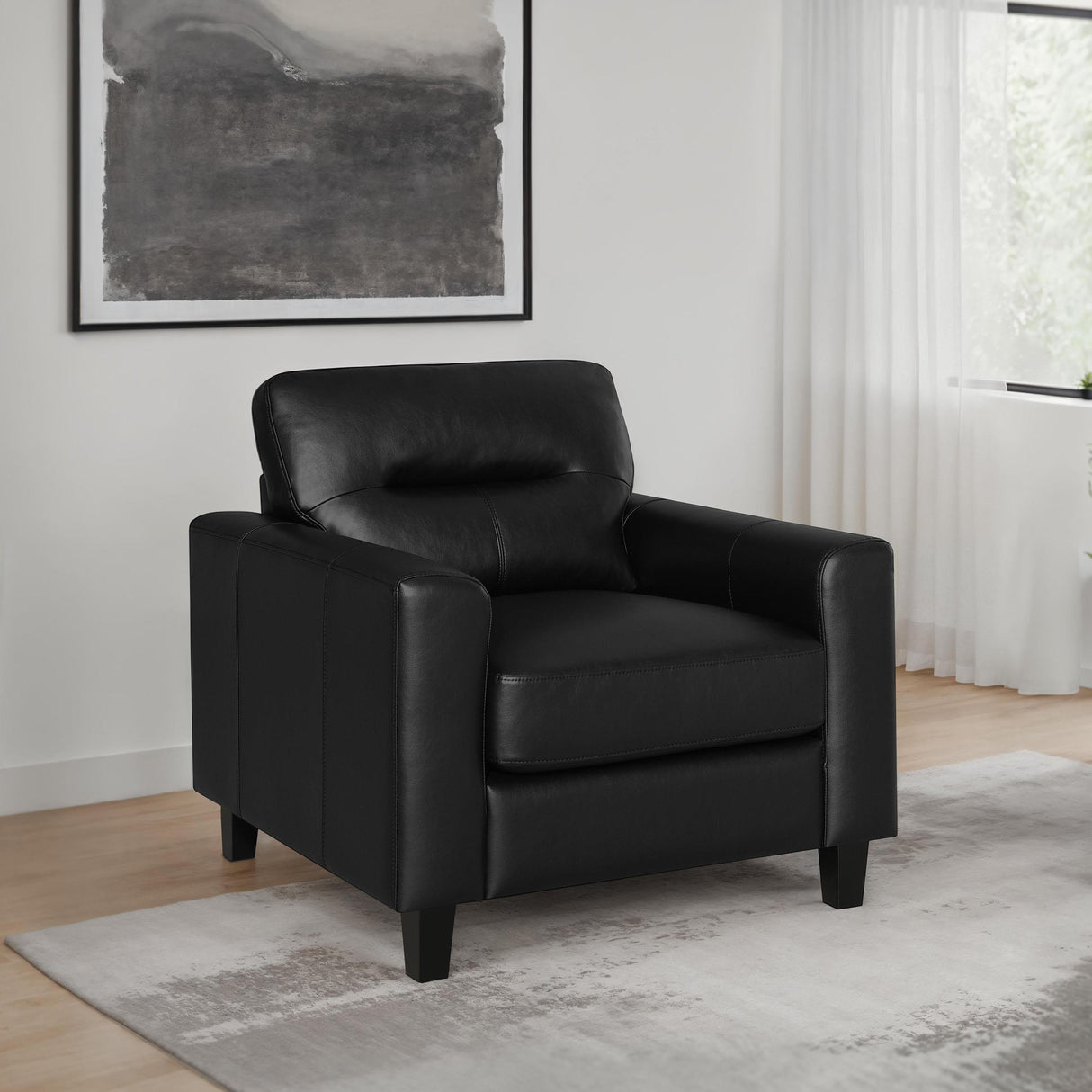 Coaster Furniture Scotland 504666 Faux Leather Upholstered Track Arm Chair - Black IMAGE 9