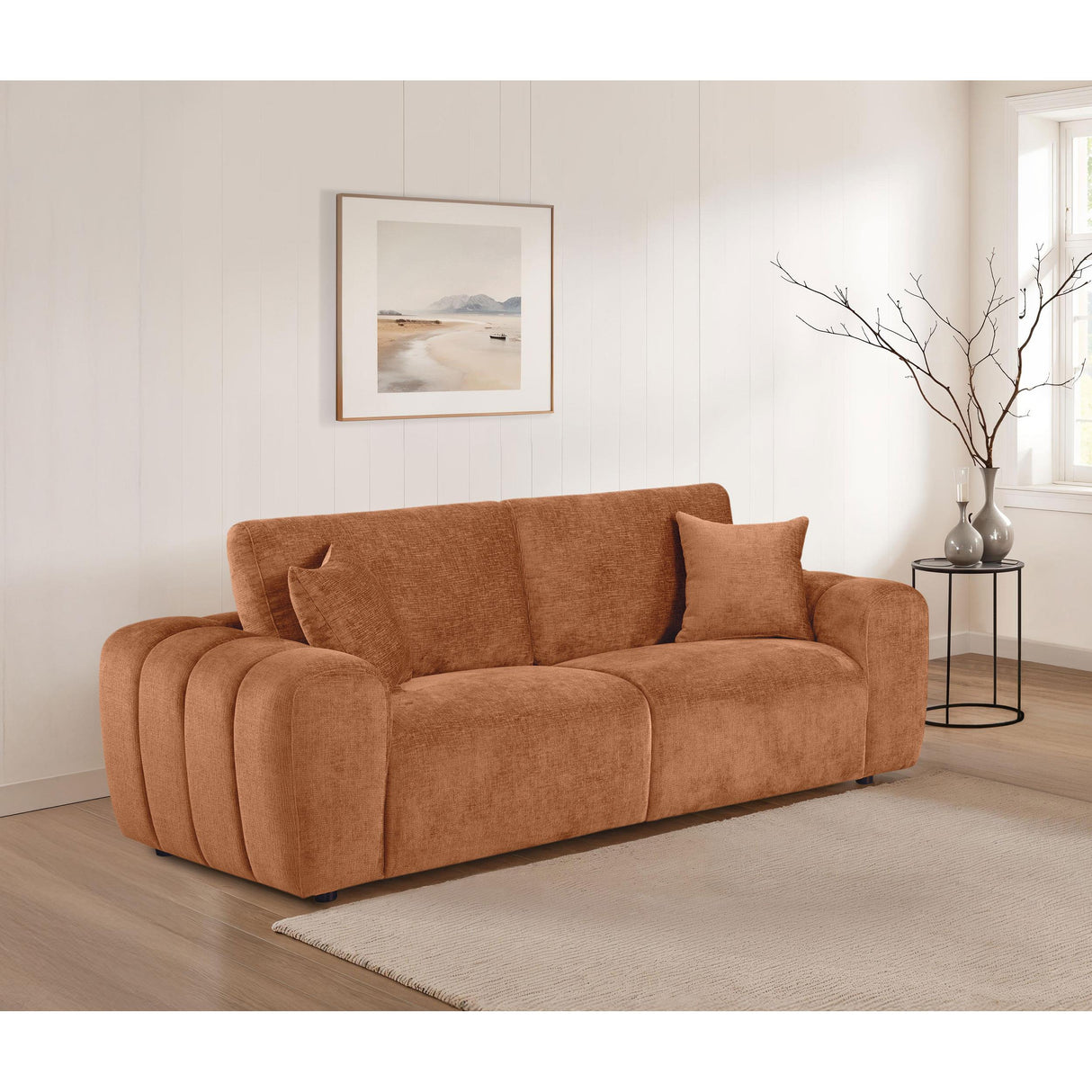 Coaster Furniture Burnett 504951 Chenille Upholstered Wide Arm Sofa - Burnt Orange IMAGE 4