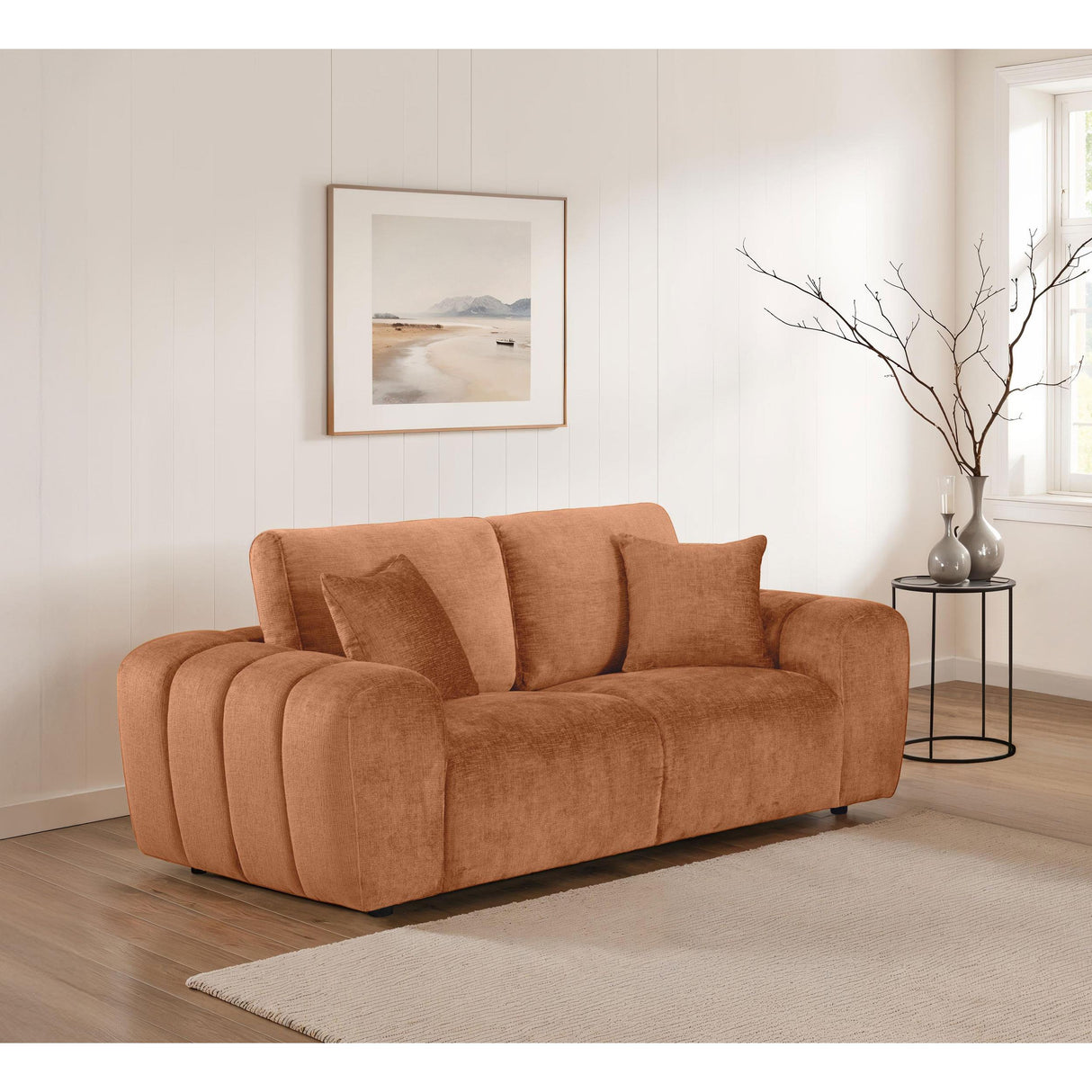 Coaster Furniture Burnett 504952 Chenille Upholstered Wide Arm Loveseat - Burnt Orange IMAGE 2