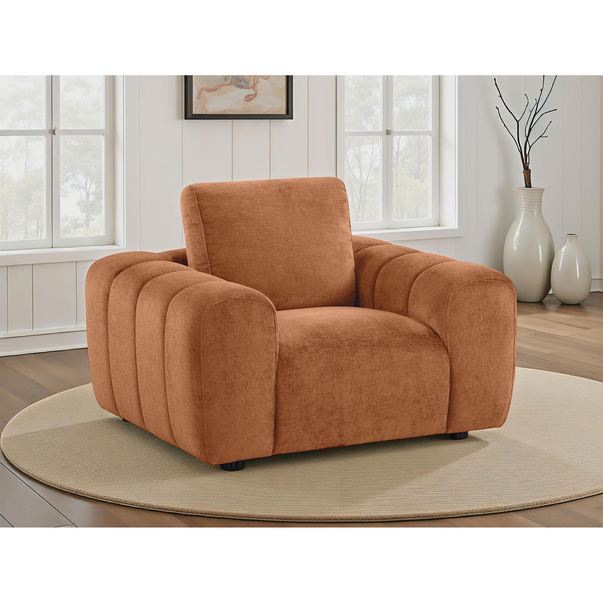 Coaster Furniture Burnett 504953 Chenille Upholstered Accent Chair - Burnt Orange IMAGE 3