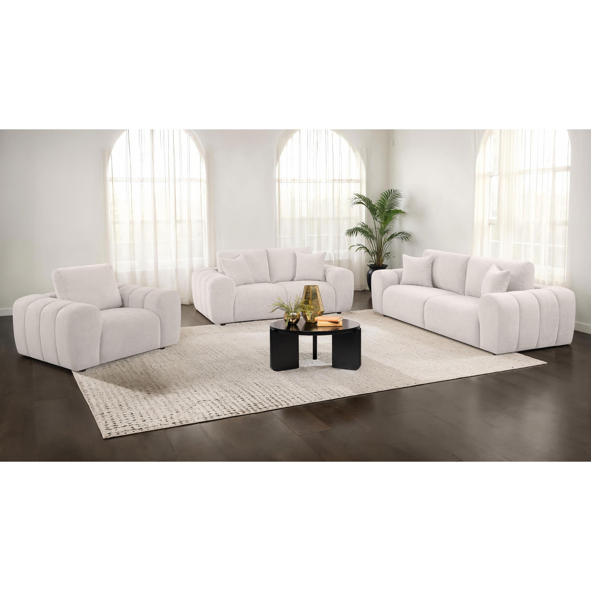Coaster Furniture Burnett 504955 Chenille Upholstered Wide Arm Sofa - Ivory IMAGE 12
