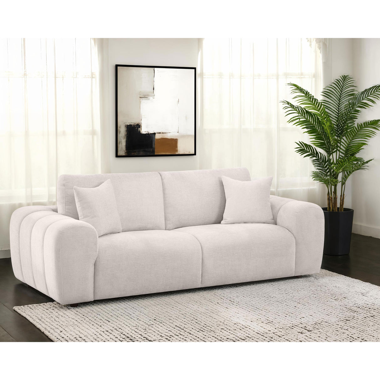 Coaster Furniture Burnett 504955 Chenille Upholstered Wide Arm Sofa - Ivory IMAGE 3