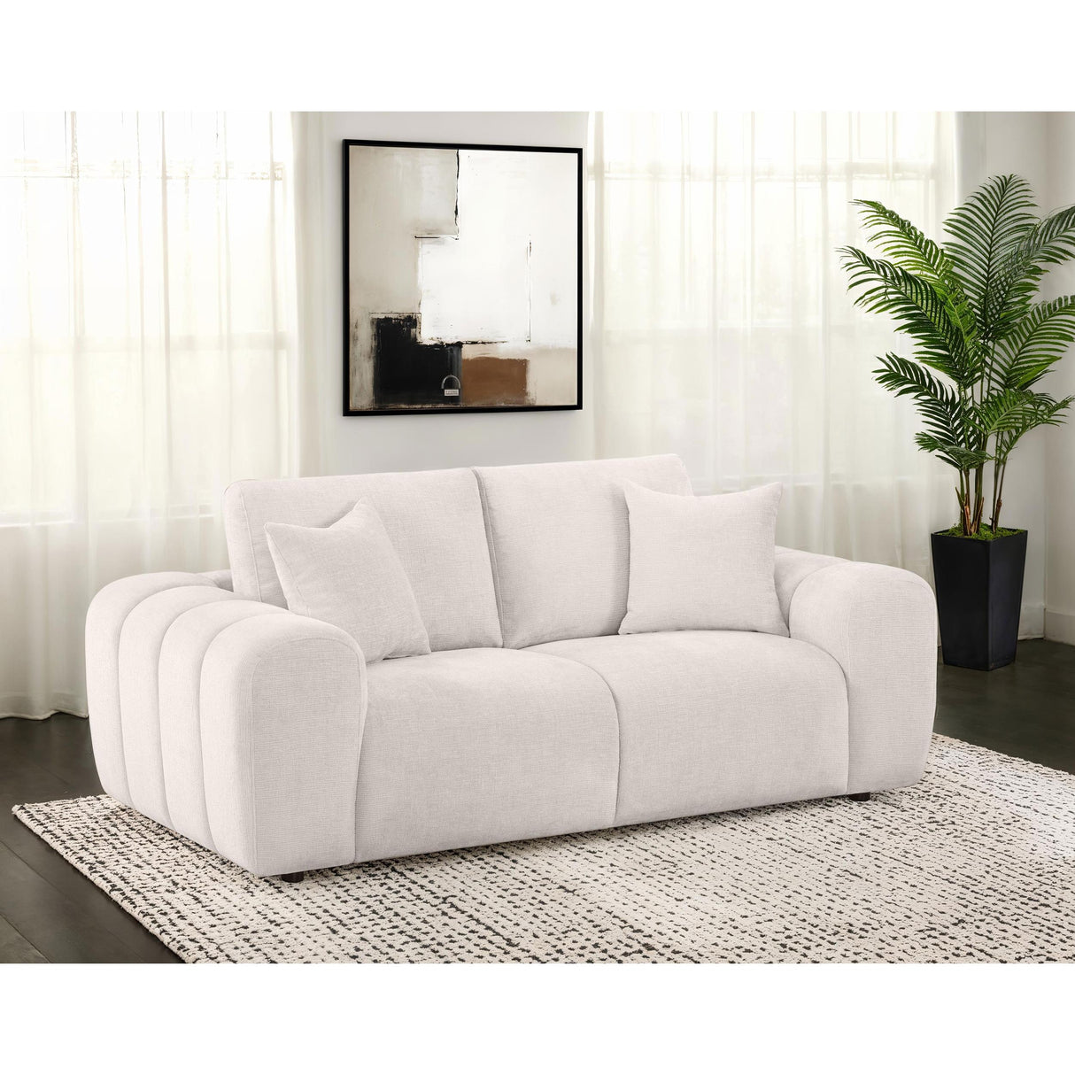 Coaster Furniture Burnett 504956 Chenille Upholstered Wide Arm Loveseat - Ivory IMAGE 6