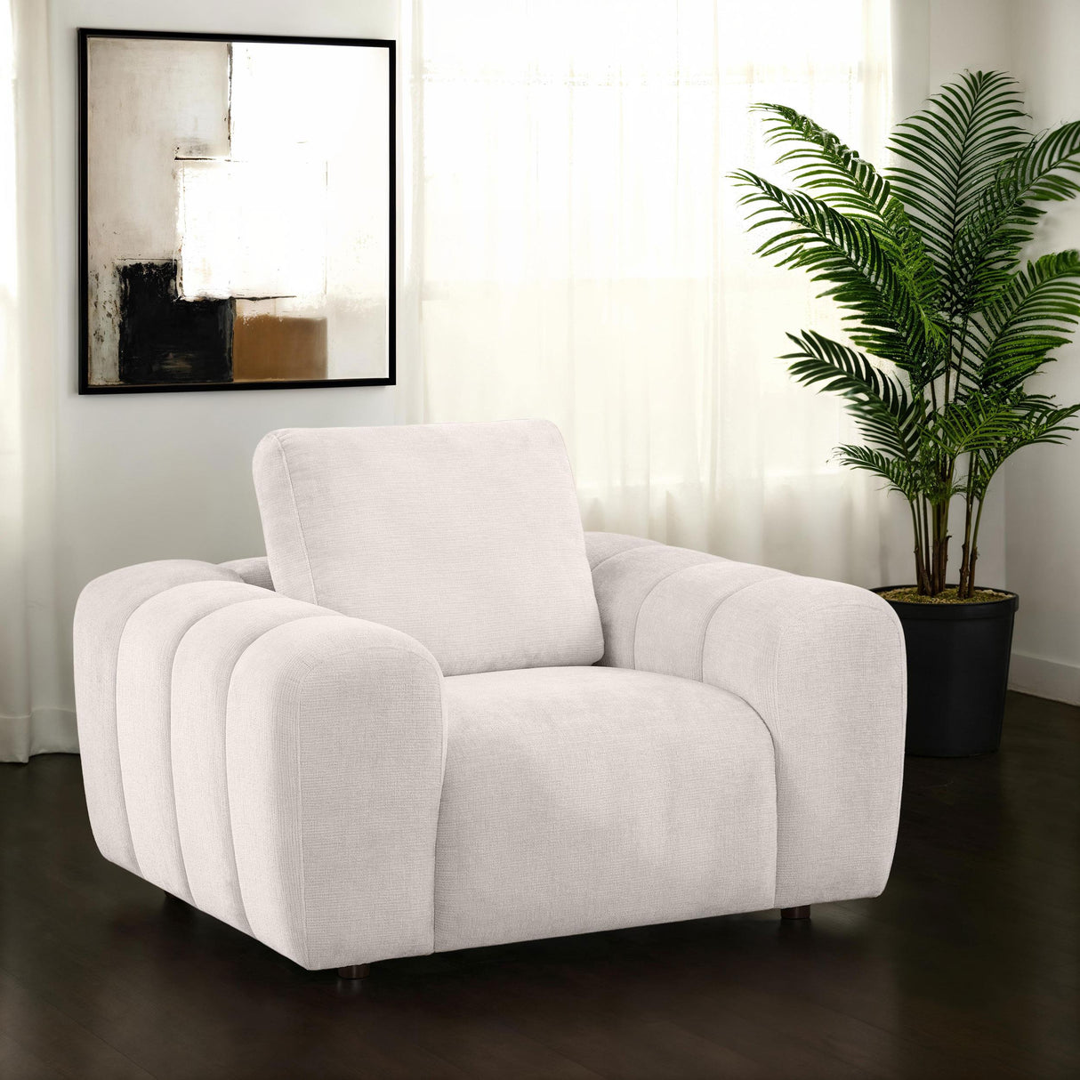 Coaster Furniture Burnett 504957 Chenille Upholstered Accent Chair - Ivory IMAGE 4