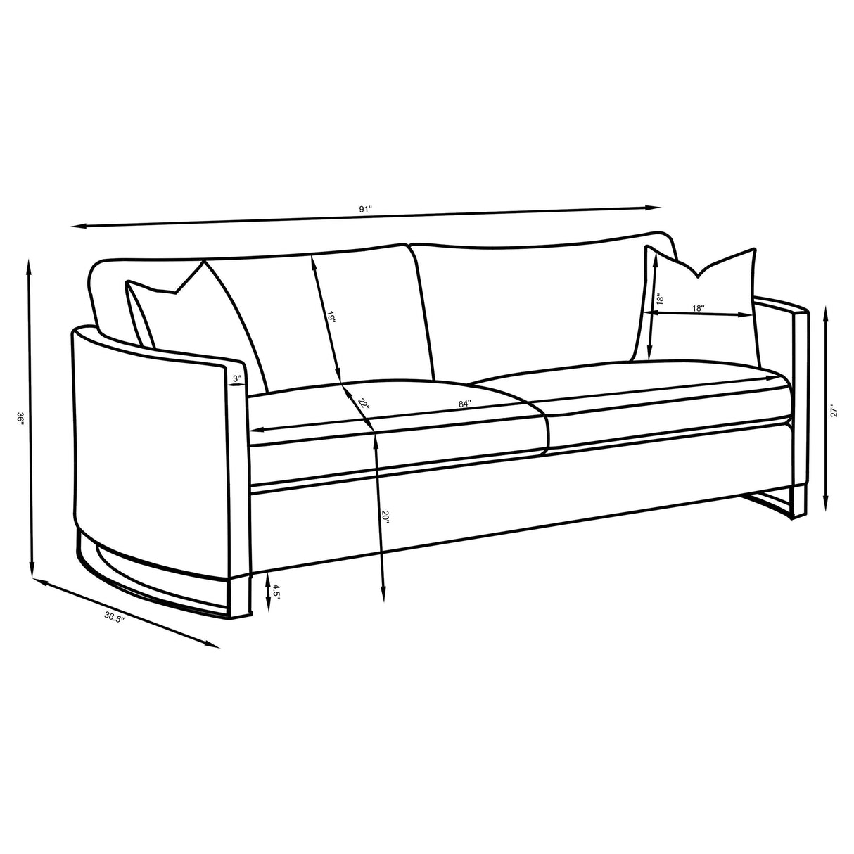 Coaster Furniture Corliss 508824 Upholstered Curved Track Arm Sofa - Camel IMAGE 12
