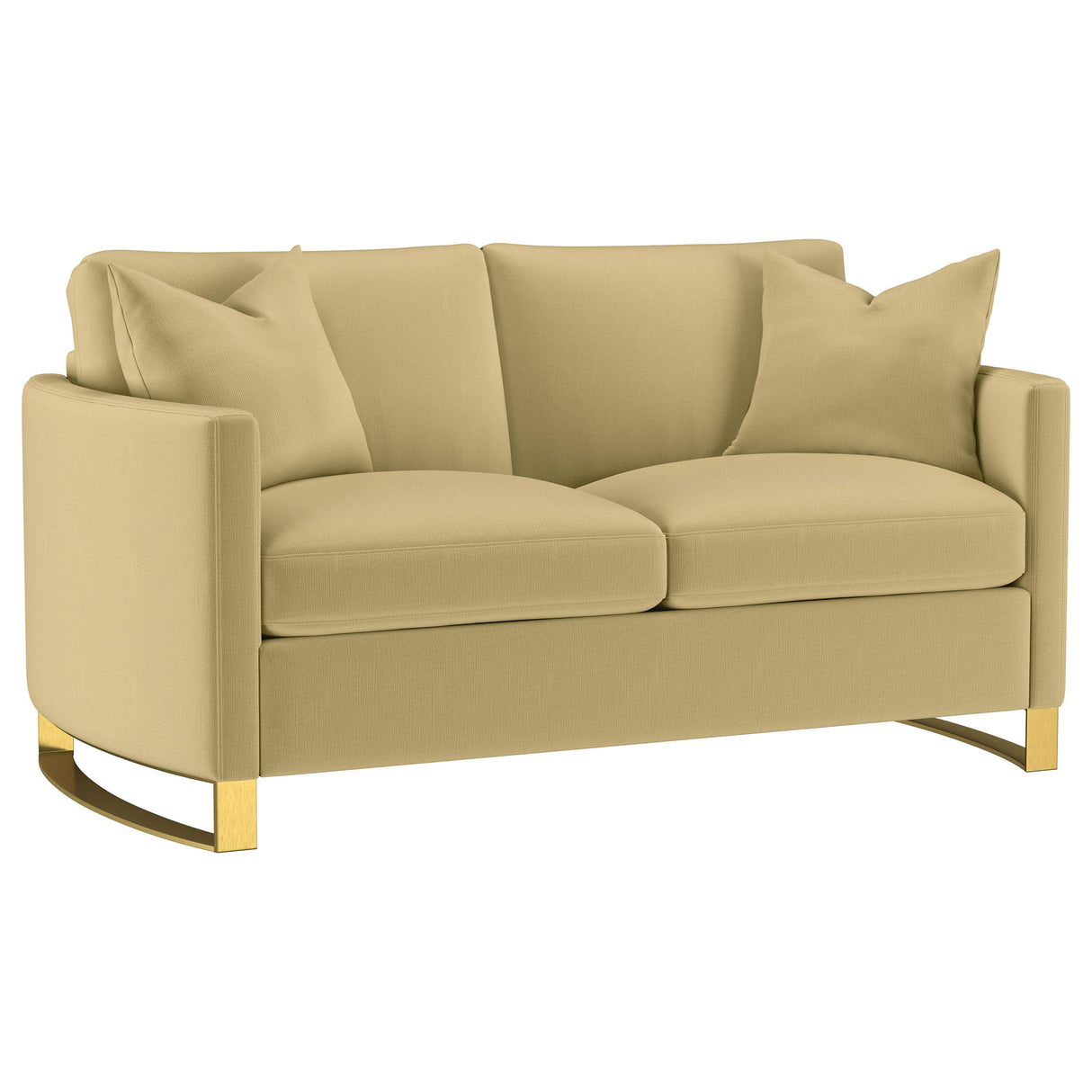 Coaster Furniture Corliss 508825 Upholstered Curved Track Arm Loveseat - Camel IMAGE 1