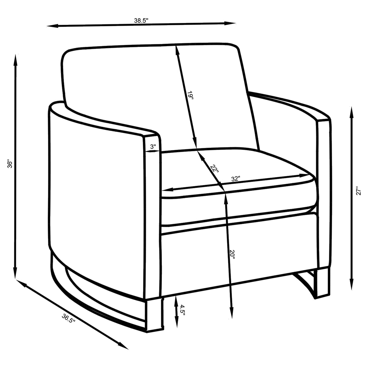 Coaster Furniture Corliss 508826 Upholstered Curved Track Arm Chair - Camel IMAGE 10