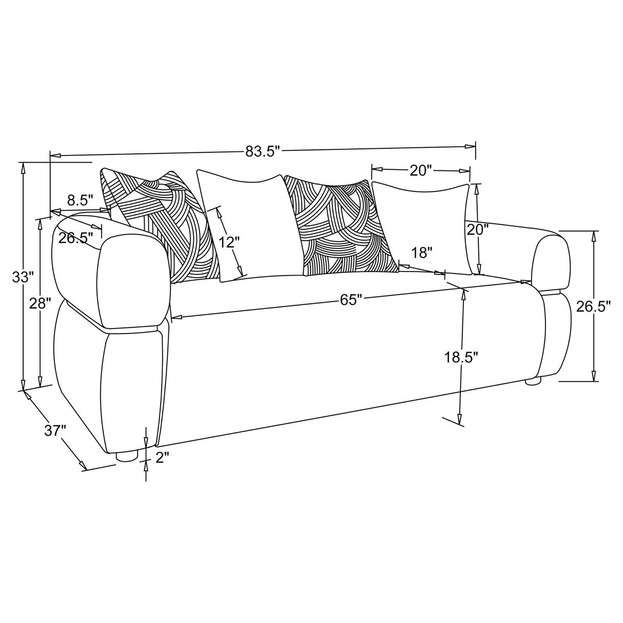 Coaster Furniture Jeanette 508961 84-inch Fabric Upholstered Round Arm Sofa - Beige IMAGE 8