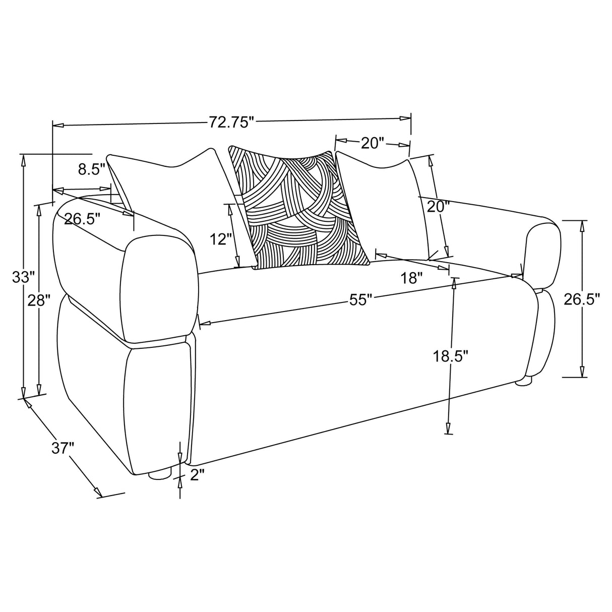 Coaster Furniture Jeanette 508962 73-inch Fabric Upholstered Round Arm Loveseat - Beige IMAGE 8
