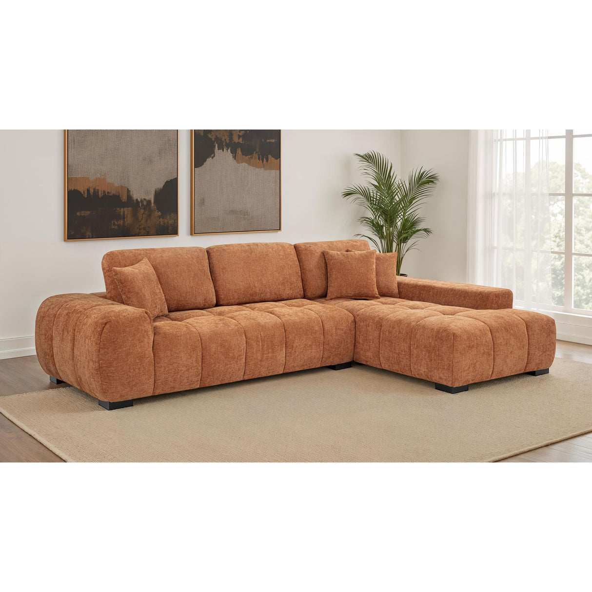 Coaster Furniture Octavia 509350 Upholstered Sectional Chaise Sofa - Orange IMAGE 2