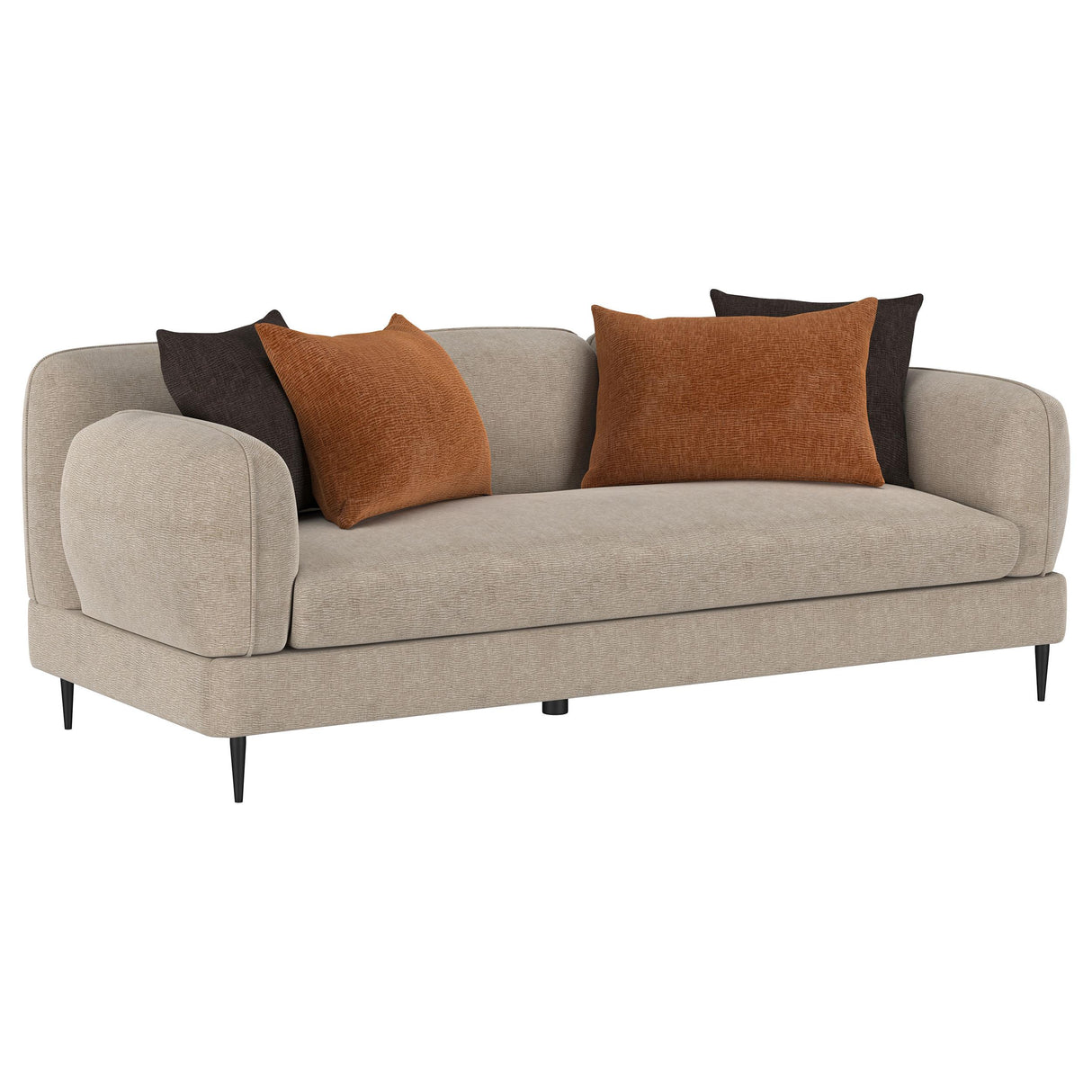 Coaster Furniture Jade 509411 Chenille Upholstered Sculpted Track Arm Sofa - Latte IMAGE 1
