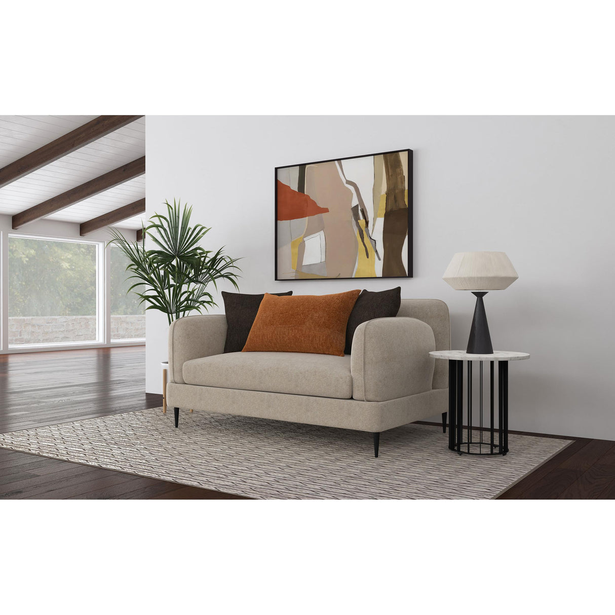 Coaster Furniture Jade 509412 Chenille Upholstered Sculpted Track Arm Loveseat - Latte IMAGE 3